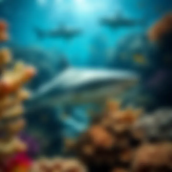 Diverse Shark Species in Coral Reefs Vibrant coral reef habitat teeming with diverse shark species