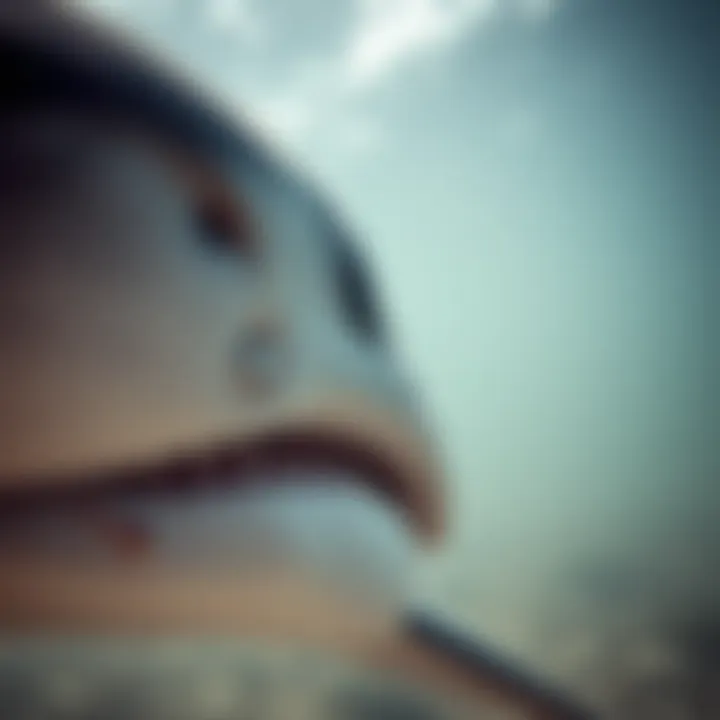 Unique Hammerhead Shark Features Close-up of a hammerhead shark showcasing its unique head structure