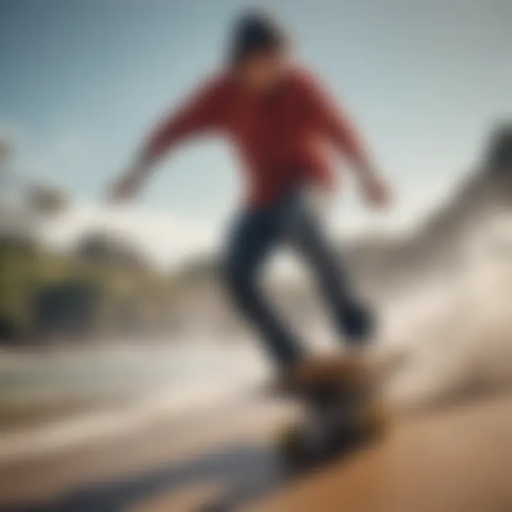 Skateboarder testing out a new skateboard product