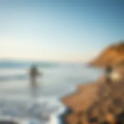 A tranquil beach setting ideal for beginner surfers.