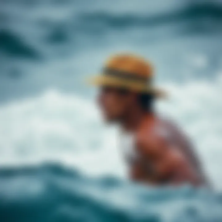Surfer wearing a hat in action on the waves