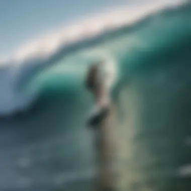 A close-up of a surfer catching a wave, highlighting the thrill and excitement of the sport.