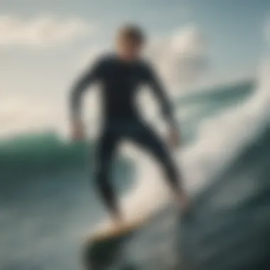 Surfer Demonstrating Wetsuit Performance Surfer in action wearing a wetsuit