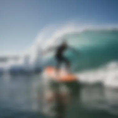 Surfers riding the waves at Bells Beach during a competition