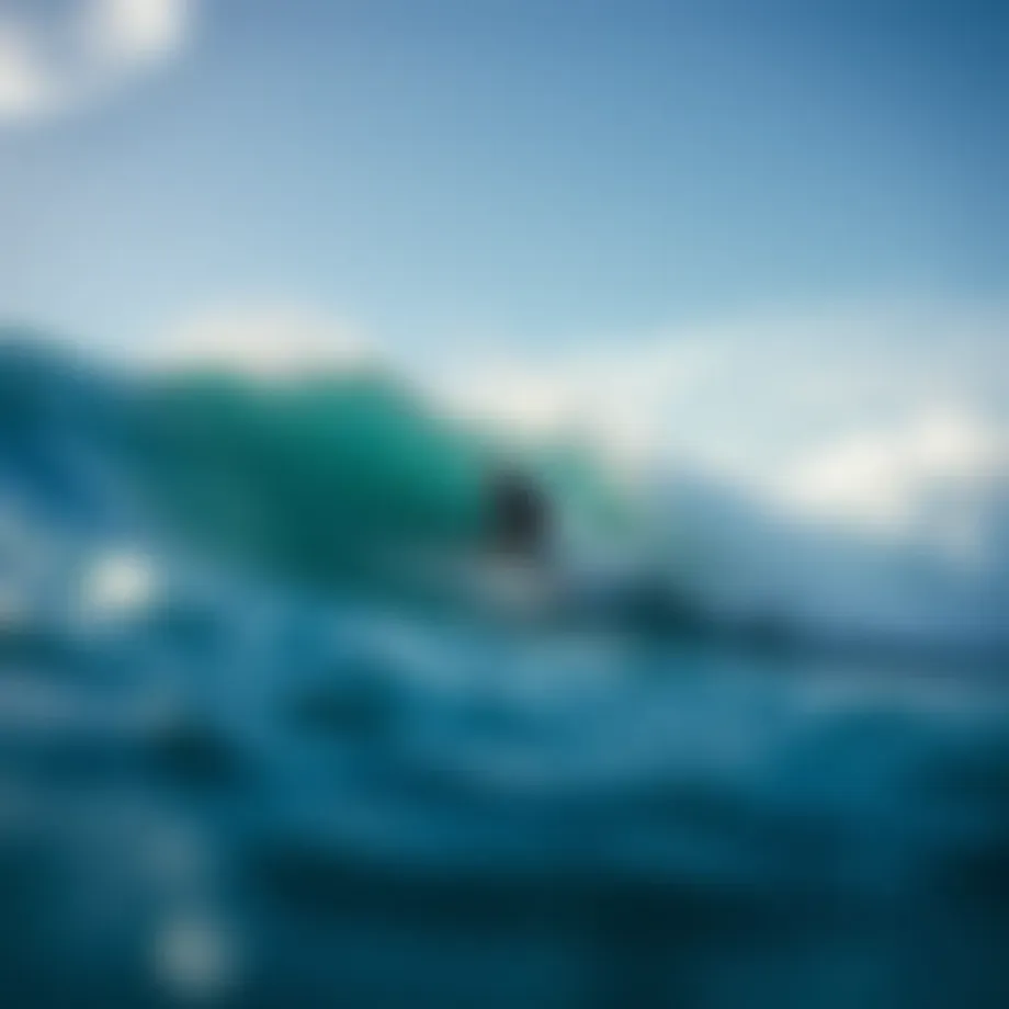Surfer engaging with ocean waves