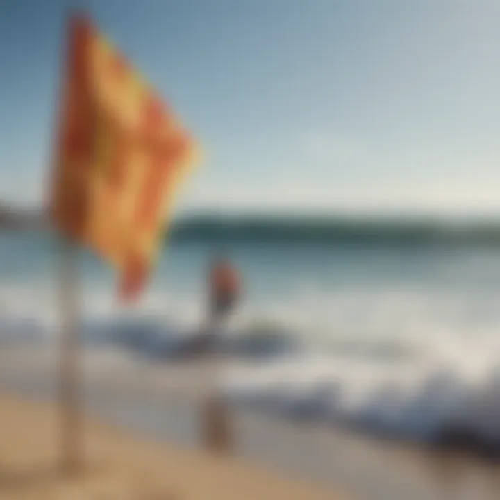 Surfers observing beach flags for safety guidance