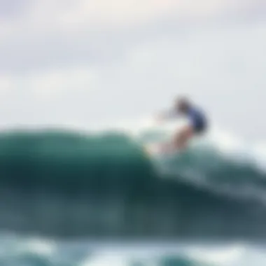 A longboard surfer riding a wave skillfully