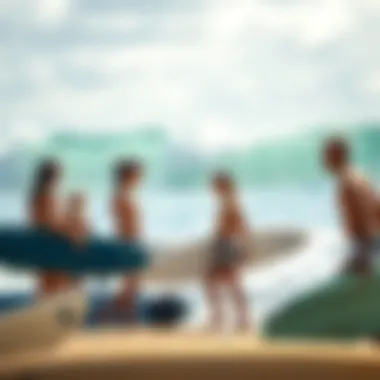 Engaging in Surf Culture A vibrant local surf culture scene with surfers interacting