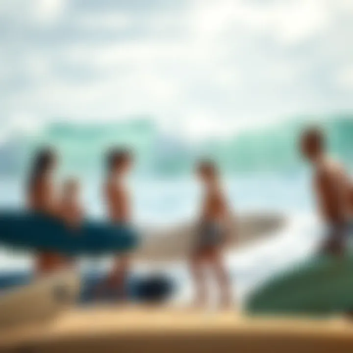 Engaging in Surf Culture A vibrant local surf culture scene with surfers interacting