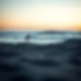 A stunning view of a peaceful surfing beach at sunrise