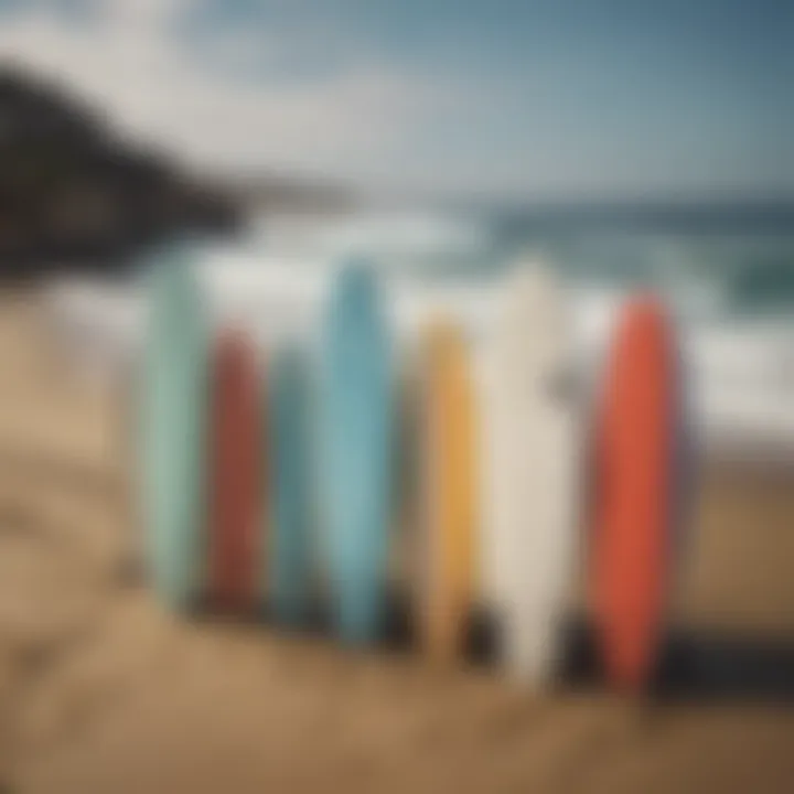 Local surfboards displayed on the beach