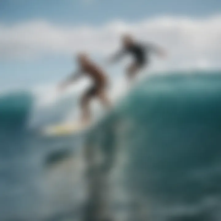 Safety protocols illustrated by surfers practicing in the water