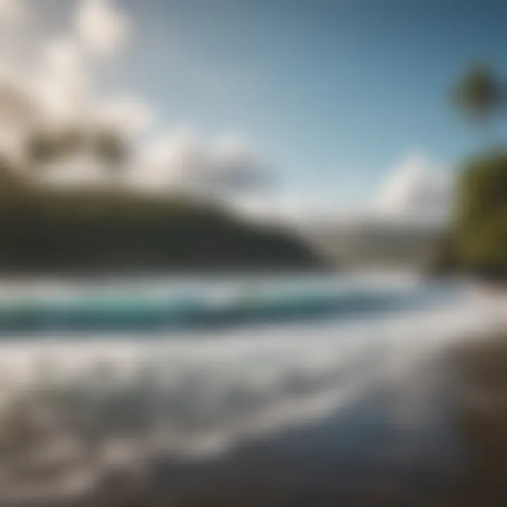 Beautiful panoramic view of a popular surfing spot on the Big Island