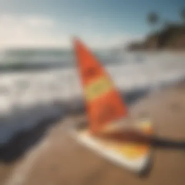 Beach conditions illustrating tides and safety flags.