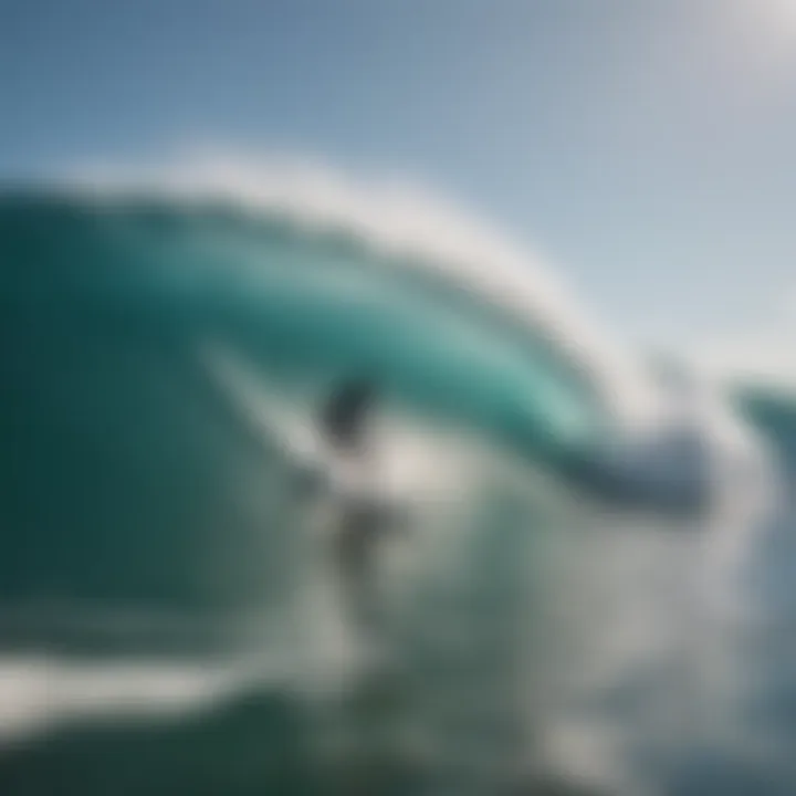 Surfers practicing etiquette and respecting each other's space.