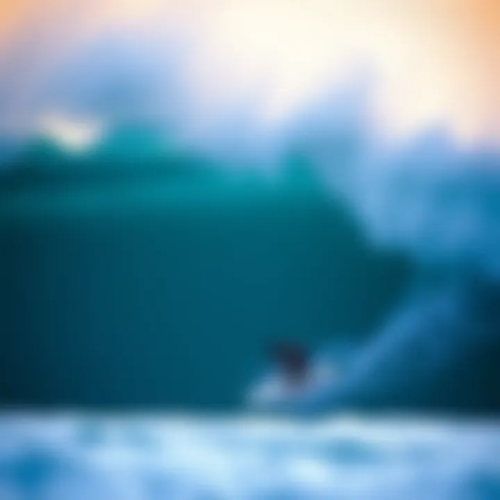 Spiritual symbols intertwined with surf imagery