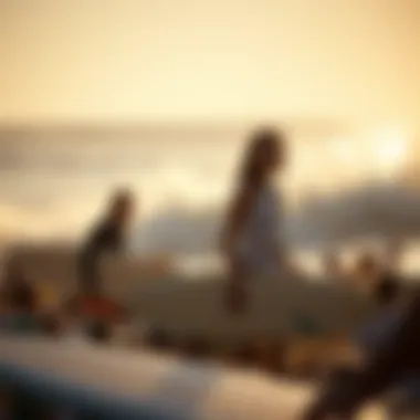 Surfers enjoying the vibrant atmosphere at Surfline Lowers.