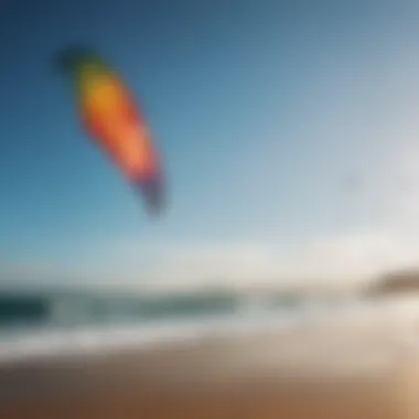 Vibrant kiteboarding scene in Tarifa with colorful kites soaring over the beach