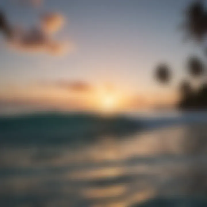 Tranquil sunset view over Tavarua Island's coastline