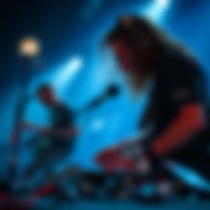 Live Performance with Skysurfer Reverb A musician engaging with the Skysurfer Reverb pedal during a live performance