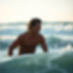 Surfer practicing breathing techniques on the beach
