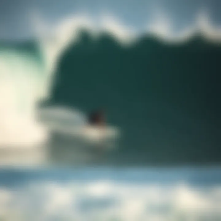 An experienced surfer executing a maneuver on a massive wave.