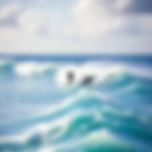 A breathtaking view of surfers riding waves at a popular beach in Puerto Rico.