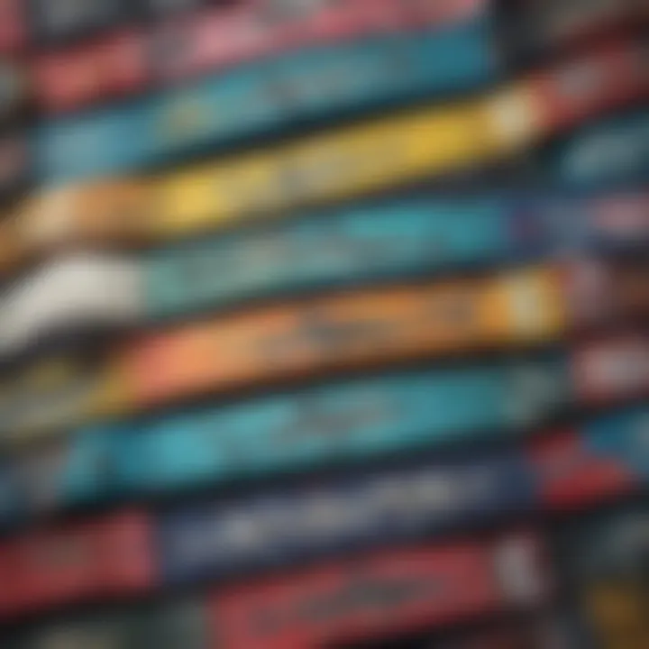 Close-up of various shark wristbands showcasing their designs