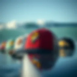 Historical evolution of surfing caps reflecting various designs over the decades