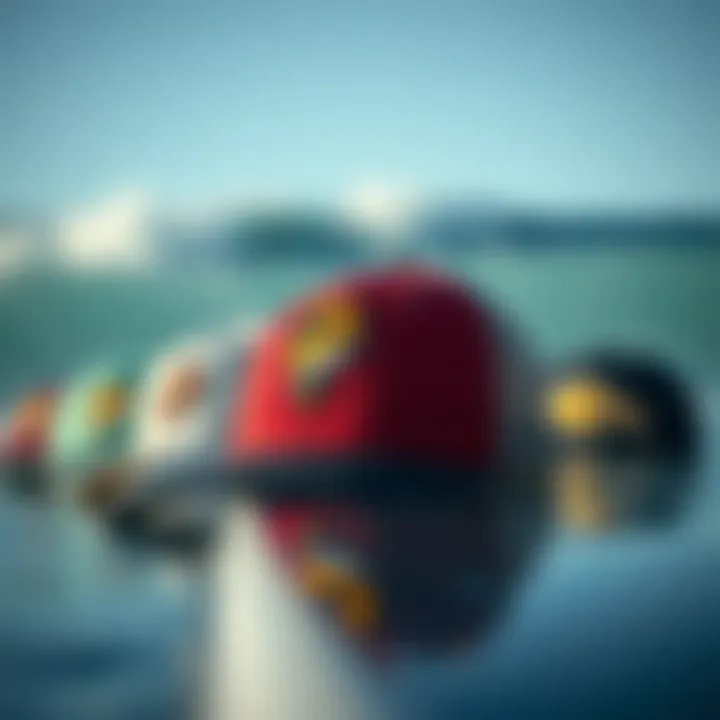 Historical evolution of surfing caps reflecting various designs over the decades