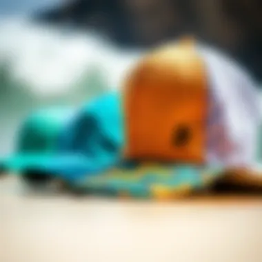 A collection of contemporary surfing caps demonstrating current trends in surf culture