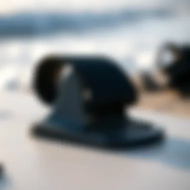 Close-up of a surfing strap attached to a surfboard