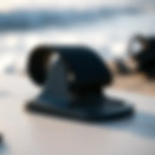 Close-up of a surfing strap attached to a surfboard