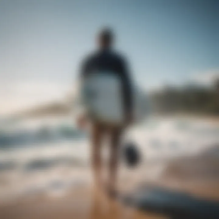 Traveler carrying a double surfboard bag, illustrating travel convenience