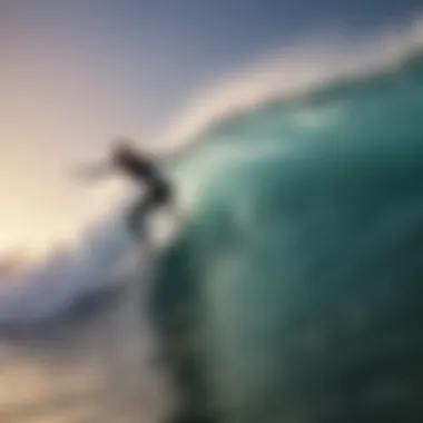 Contemporary female surfers tackling challenging waves