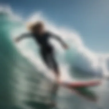 A dynamic competition featuring female surfers displaying skill and technique