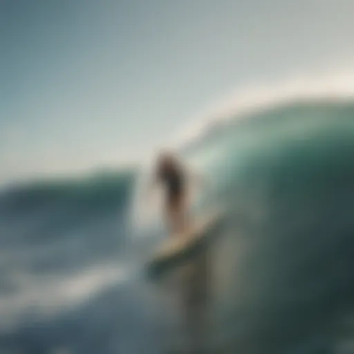 Vintage surfing scene showcasing early female surfers riding waves