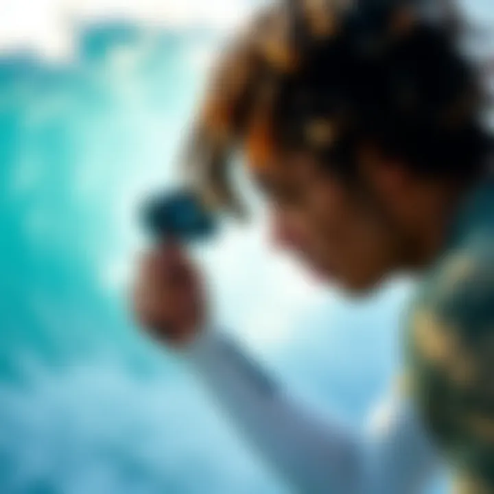 Enhancing Performance Through Analysis Surfer analyzing performance data from a camera