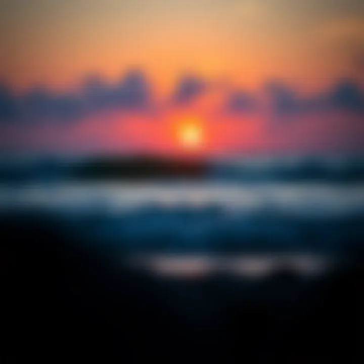 Sunset over a tranquil beach environment