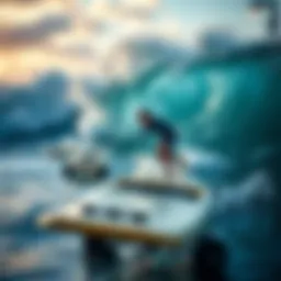 Innovative surfboard machine in use