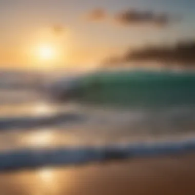 Sunset view of surfers enjoying the ocean