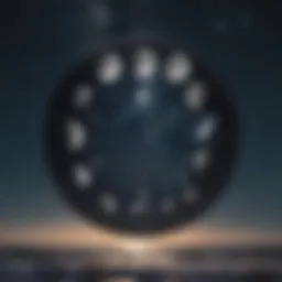 Lunar phases displayed against a starry sky