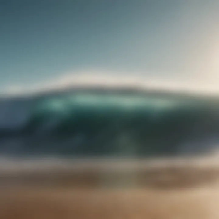 Waves crashing on a beach during high tide