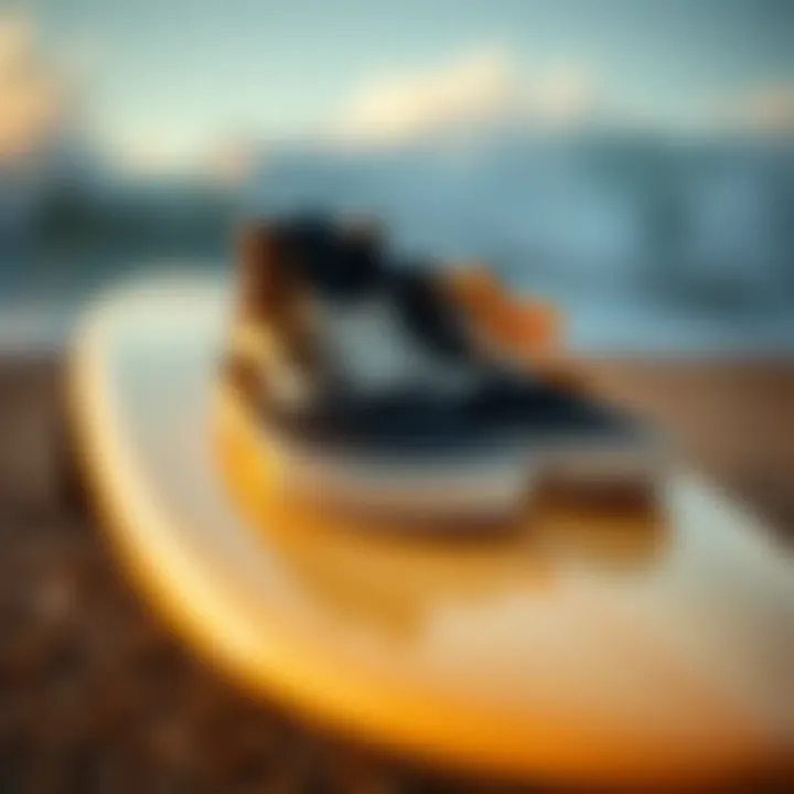 Modern Vans collection displayed on a surfboard