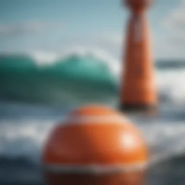 Close-up of an ocean buoy showcasing its technical features