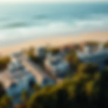 Aerial View of Surf College Campus An aerial view of a surf college campus near the beach