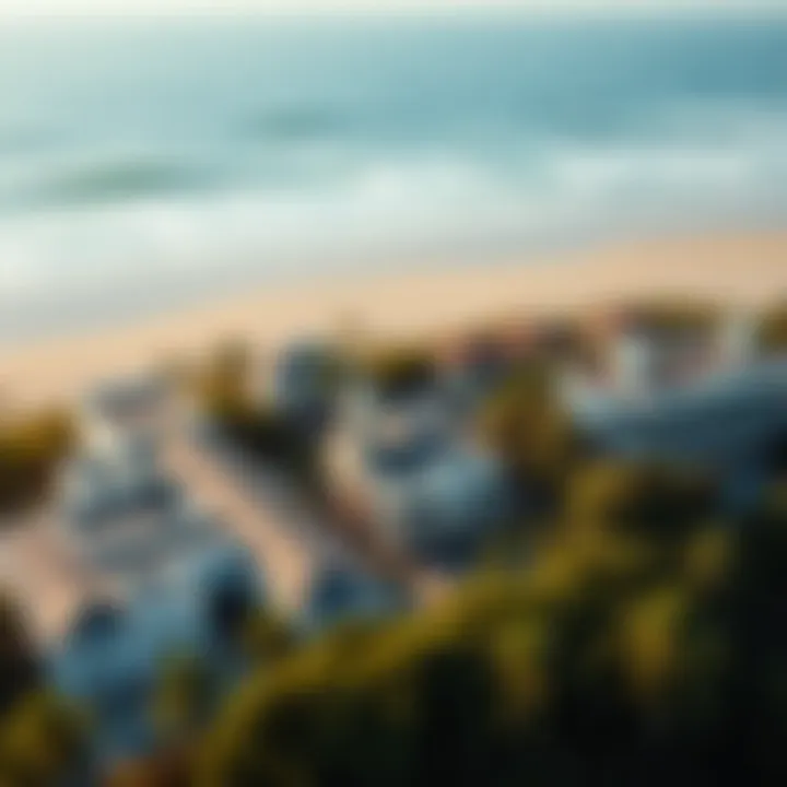 Aerial View of Surf College Campus An aerial view of a surf college campus near the beach