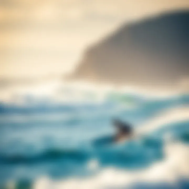 Surfing at the Coastline Surfing at a breathtaking coastline with perfect waves