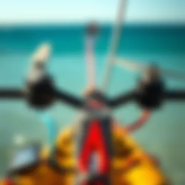 Controls and Rigging of Trainer Kites A close-up of trainer kite controls and rigging