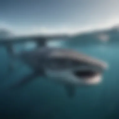 The Gentle Giant: Whale Shark A serene image of a whale shark swimming peacefully, representing the gentle giants of the ocean and their ecological importance.